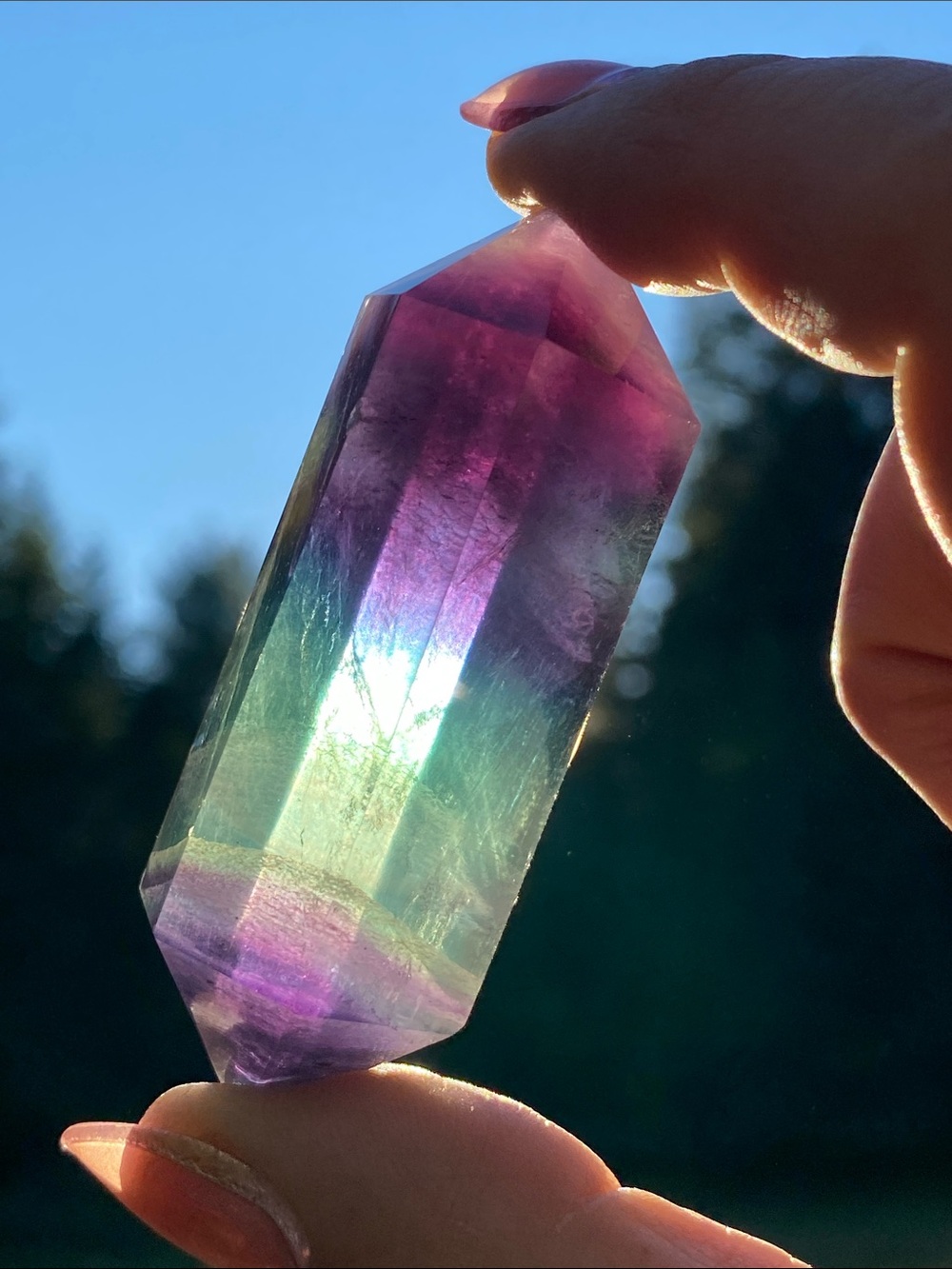 Fluorite Dourble Terminated Crystal Carving - Picture 2 of 2